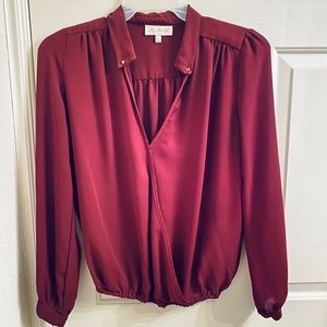 Maroon blouse with Gold spike studs
